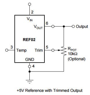 Typical Application for REF02, +5V Precision Voltage Reference