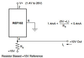 Typical Application for 10V Precision Voltage Reference Using Resistor