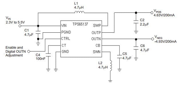 Typical Application for 200Ma Dual Output AMOLED Display Power