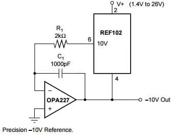 Typical Application for 10V Precision Voltage Reference Using OPA227 IC