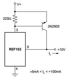 Typical Application for 10V Precision Voltage Reference using -5mA < IL < +100mA