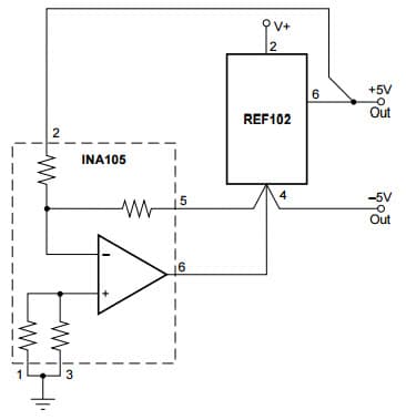 Typical Application for 10V Precision Voltage Reference using ±5V Reference