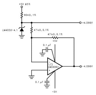 Typical Application for LM4050-N Precision ¦4.096V Reference, Precision Micro-power Shunt Voltage Reference