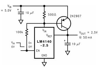 Typical Application for LM4140 Boosted Output Current, High Precision Low Noise Low Dropout Voltage Reference