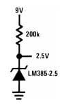 Typical Application for LM285-2.5-N Micro-power Voltage Reference from 9V Battery