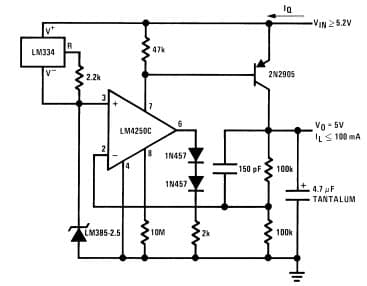 Typical Application for LM285-2.5-N Micro-power 5V Voltage Reference Diode