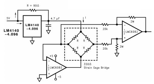 Typical Application for LM4140 Strain Gauge Conditioner for 350-ohm Bridge