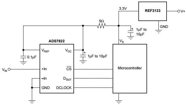 Typical Application for Ref3125, 15Ppm/ Degree C Max, 100Ua, Sot23-3 Series Voltage Reference