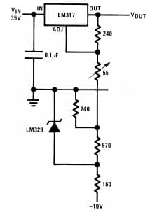 Typical Application for LM329 Low Cost 0-25V Regulator Precision Voltage Reference