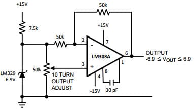 Typical Application for LM329 Adjustable Bipolar Output Reference