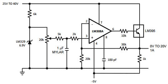 Typical Application for LM329 0V to 20V Power Precision Voltage Reference