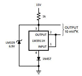 Typical Application for LM329 External Reference for Temperature Transducer Voltage Reference