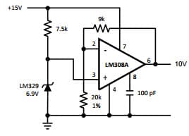 Typical Application for LM329 Buffered Reference with Single Supply Precision Voltage Reference