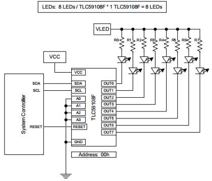 Typical Application for TLC59108F One Driver