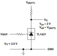 Typical Application for TL1431 Single-Supply Comparator With Temperature-Compensated Threshold Voltage Reference