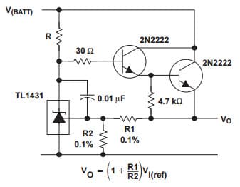 Typical Application for TL1431 Precision High-Current Series Regulator Voltage Reference