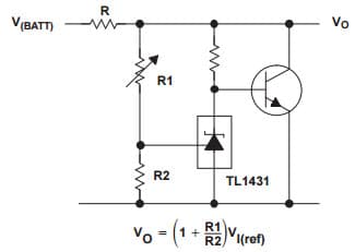 Typical Application for TL1431 Higher-Current Shunt Regulator Voltage Reference