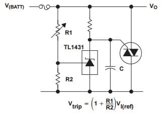 Typical Application for TL1431 Crowbar Voltage Reference