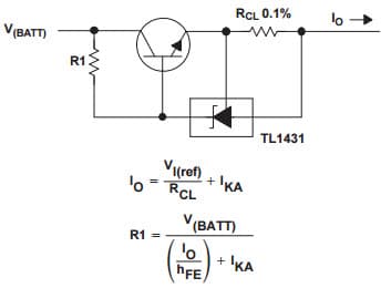 Typical Application for TL1431 Precision Current Limiter Voltage Reference