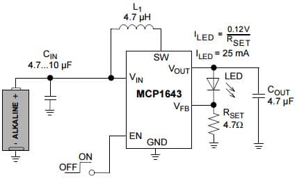 Typical Application for 1 MHz Low Start-up Voltage Synchronous Boost LED Constant Current Regulator