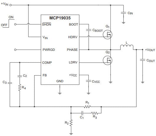 Typical Application for MCP19035 High-Speed Synchronous Buck Controller