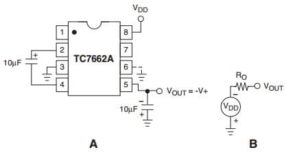 Typical Application for TC7662A Charge Pump DC to DC Converter