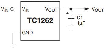 Typical Application for TC1262 500mA Fixed Output CMOS LDO