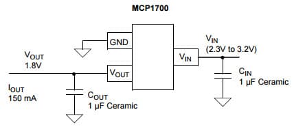 Typical Application for MCP1700 Low Quiescent Current LDO