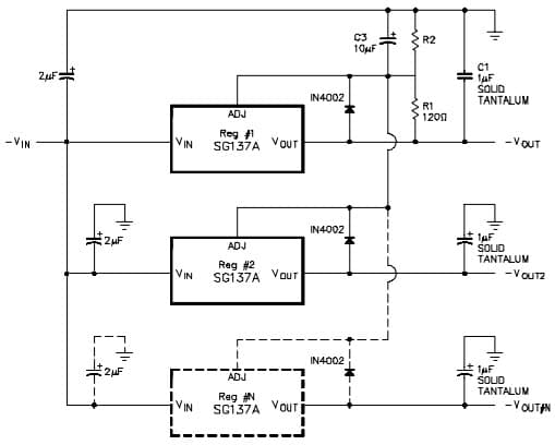 Typical Application for Sg137 1.5 Amp Negative Adjustable Regulator for Multiple Tracking Regulators