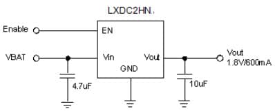 Typical Application Circuit for LXDC2HN Micro DC-DC converter