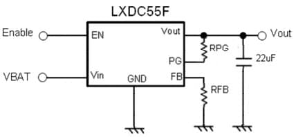 Typical Application Circuit for LXDC55FAAA-203 Micro DC-DC converter