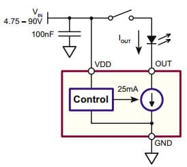 Typical Application for CL525 Linear Switched LED Driver