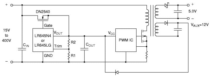 Typical Application High Current SMPS Start-Up Circuit for LR645N3 high input voltage SMPS start-up/linear regulator