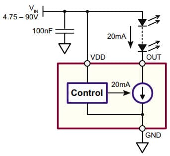 Typical Application for CL520 Linear, Fixed Constant Current LED Driver