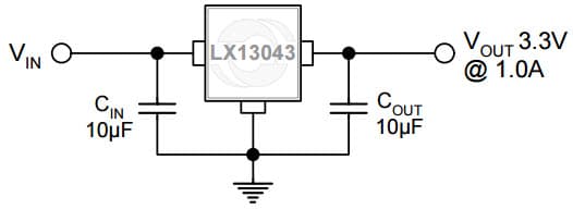 Typical Application for LX13043 1.0A Low Dropout Regulator