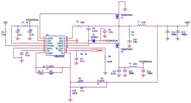 Typical Application Circuit for W83320G N-Channel FET Synchronous Buck ...