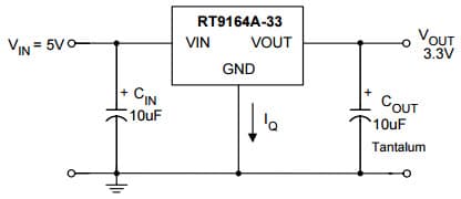 Typical Application for RT9164A 1A Low Dropout Positive Fixed Voltage Regulator