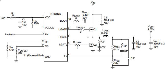 Typical Application for RT8237E High Efficiency Single Synchronous Buck PWM Controller