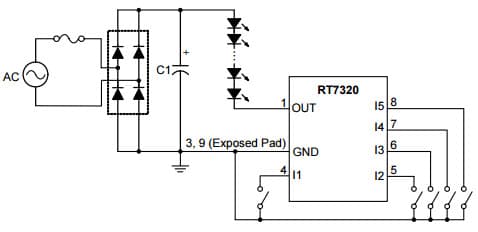 Typical Application Circuit for RT7320 High Voltage Programmable Constant-Current LED Driver