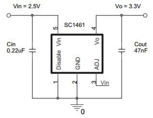 Typical Application for SC1461 Multi Mode Capless Charge Pump