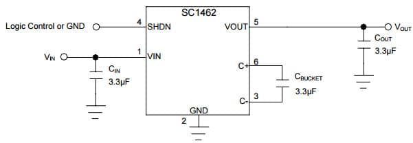 Typical Application for SC1462 High Output Current Charge Pump Doubler