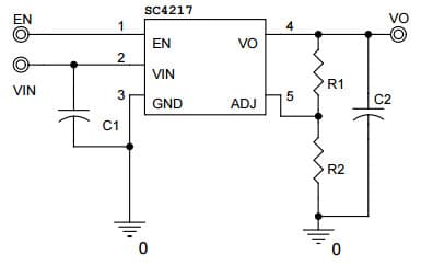 Typical Application for SC4217 Very Low Input /Very Low Dropout 3 Amp Regulator With Enable