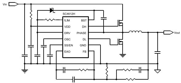 Typical Application for SC4612H 40V Synchronous Buck Controller