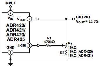 Typical Application for ADR421 Output Trim Adjustment Voltage Reference