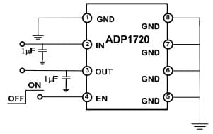 Typical Operation Application Circuit for ADP1720-33 fixed output voltage options