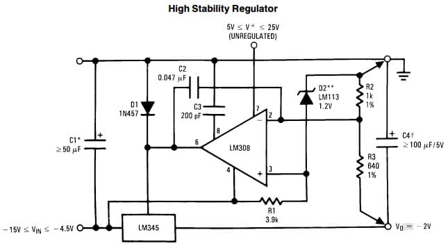 Typical Application Circuit for LM345 High Stability Regulator