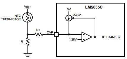 Typical Application Circuit for LM5035C PWM Controller with Integrated Half-Bridge and SyncFET Driver for Remote thermal Protection