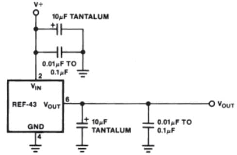 Typical Application for REF43 +2.5V High-Frequency Pulse Response Voltage Reference