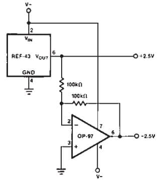 Typical Application for REF43 ±2.5V Low Power Precision Voltage Reference