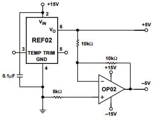 Typical Application for RREF02 ±5V Precision Voltage Reference